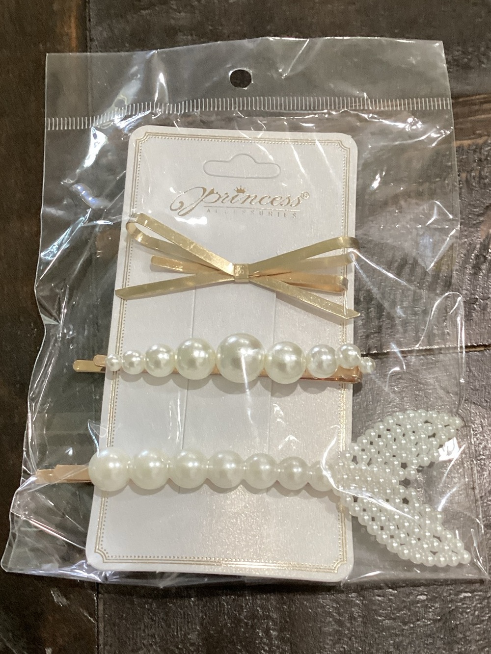 Princess Accessories Gold and White Pearl Hair Clip Set
